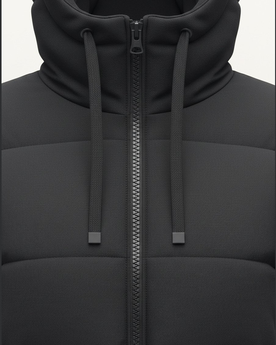 Long Puffer Jacket, fabric texture detail